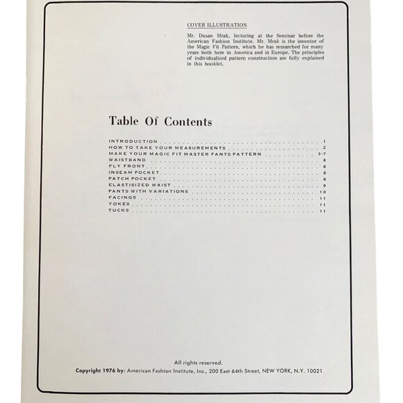 Vintage 1976 Magic-Fit Master Pattern For Pants By American Fashion Institute - Picture 6 of 8